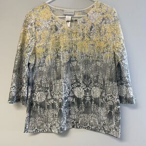 Alfred Dunner  Womens PXL Top Multi Color Floral Print Lace Dressy Casual Comfy